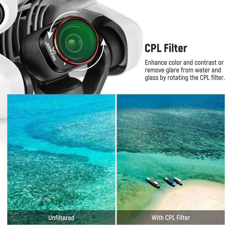 NEEWER Snap On ND&CPL Filter Set Compatible with DJI Mini 4 Pro, 6 Pack CPL Filter and Neutral Density Filters ND8 ND16 ND32 ND64 ND128 with Ultra Slim Frame Double Sided Coated HD Glass