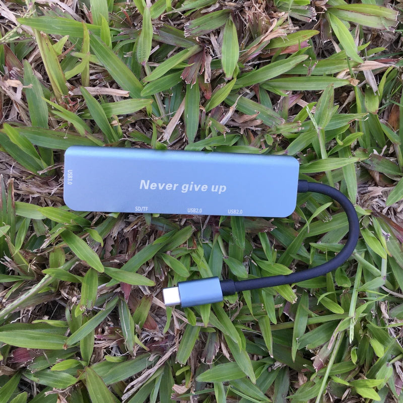 Valpha Type C to USB 2.0 and 3.0 hub TF/SD Card Reader high Speed Extender Dock (5 in 1) Converter with Laser Carving Never give up