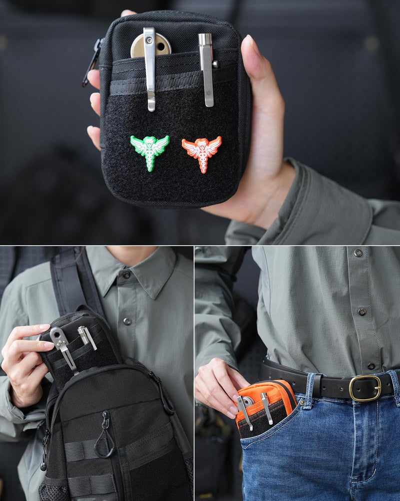 VIPERADE VE31 Small EDC Pouch, Men's Pocket Organizer, Small EDC Organizer Multitool Pouch for Camping/Hiking/Bushcraft (Black) Black
