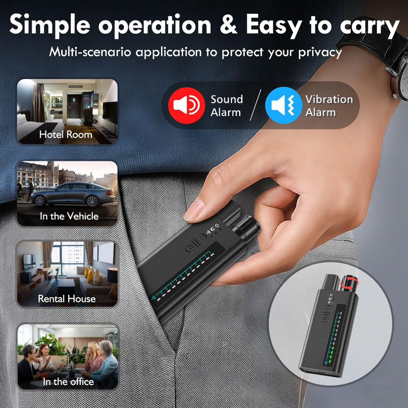 Smart Detector,Hidden Camera Detector,Vibration Alarm Bug Detector Camera Finder for Privacy Protection.