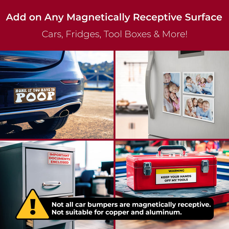 Cut-to-Size Bumper Sticker Magnetizer 2 Pack: Turn Any Decal Into a Strong Magnet. Durable & Weatherproof Magnetic Strip Protects Paint & Allows for Easy Swaps. Flexible 4x12 Sheet Guaranteed to Stick