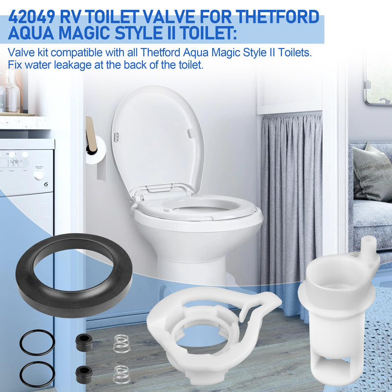 42049 Water Valve Style II Kit for Thetford Aqua Magic Style II Toilets, RV Toilet Water Valve Kit Replacement Style II Permanent Toilets, Rv Toilet Parts for Thetford with Closet Flange Seal