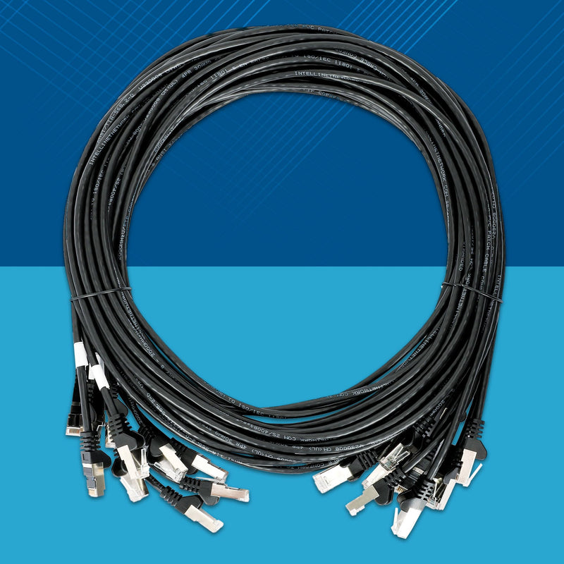 Intellinet Slim Cat6 Ethernet Network Patch Cable – 5 Pack - 10Gbps & 250MHz, Snagless Boot, 30AWG Pure Bare Copper Wire, Gold-Plated Contacts, Lifetime Mfg Warranty - 25ft, 5 Pack, Black 25 ft 5 Pack Regular Boot
