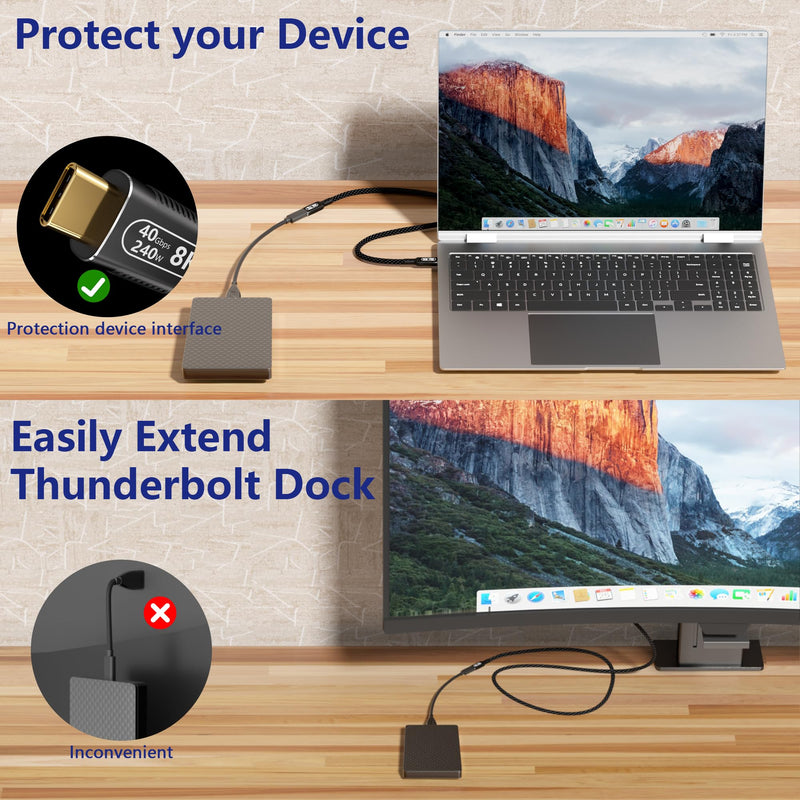 10ft/3M USB-C Male to Female Extension Cable - Thunderbolt 4/USB4/3 Compatible, 40Gbps, 8K@60Hz, 140W PD Fast Charging for M-acBook Pro, Monitors & Type-C Devices 3 m