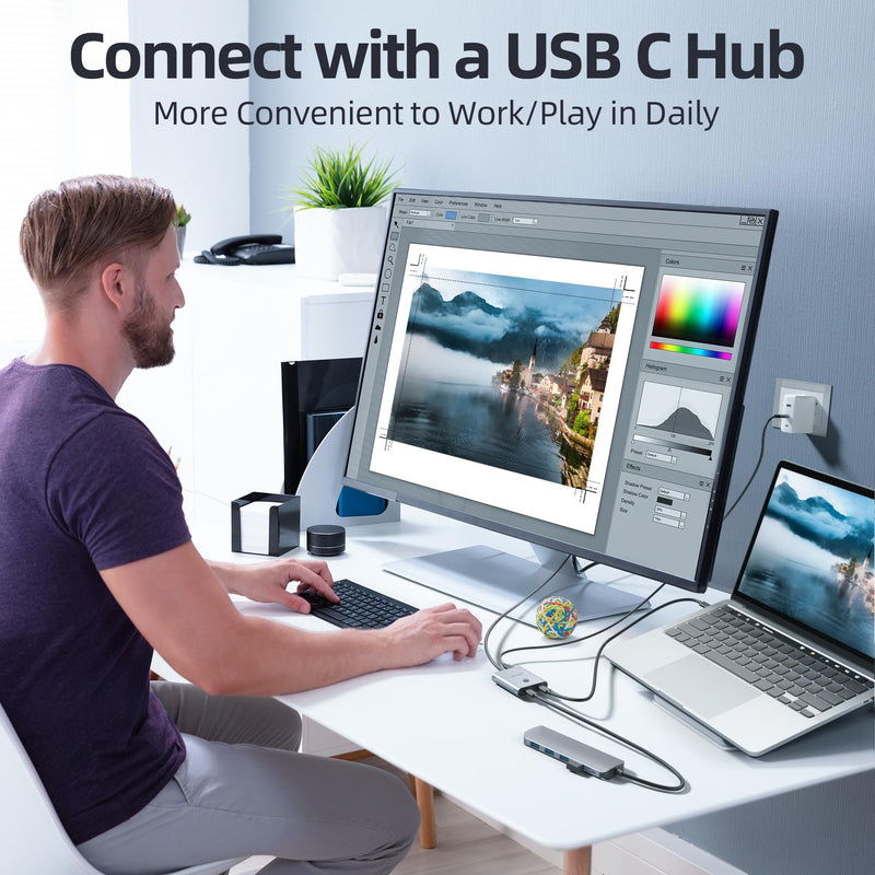 Alxum Bi-Directional USB C Switch - 2 in 1 Out/1 in 2 Out 2 Computers Share 1 Monitor,KVM Switches Support 8K@60Hz Video 10Gbps Data Transfer, USB-C Cables Included
