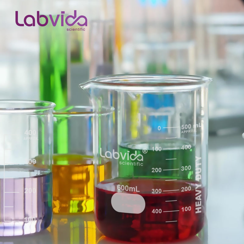 2pcs 1000ml Upgrated Thick Glass Beakers, Griffin Low Form Beaker Set with Double Scale, 3.3 Boro, LVA014 2pcs of Vol.1000ml
