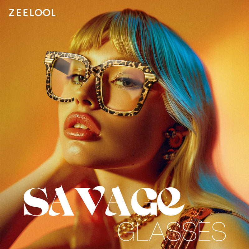 Zeelool Glasses Frame for Women, Personality Fit Glasses Eyeglasses with Non-prescription Clear Lenses Taylor ZJGX799757 Leopard Print Blue Light Blocking Lens