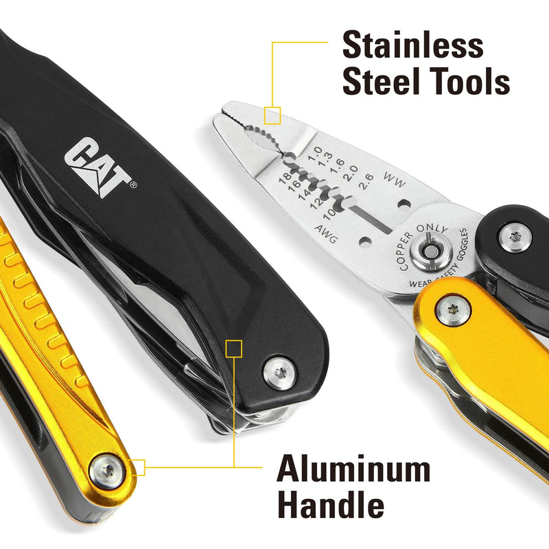 CAT 14-in-1 Multitool Pliers, Wire Stripper, Multi Purpose Electricians Pliers, Aluminum Handles and Stainless Steel Tools, Storage Pouch, Safety Lock - 980104