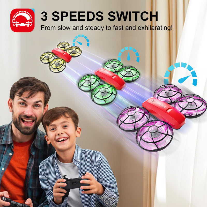 Drone with Camera for Kids and Beginner,Birthday Gift Toy for Boys and Girl,Indoor Quadcopter Plane for Boy,Small Helicopter with Auto Hovering, 3D Flips, Headless Mode,2 Batteries Red-With Camera