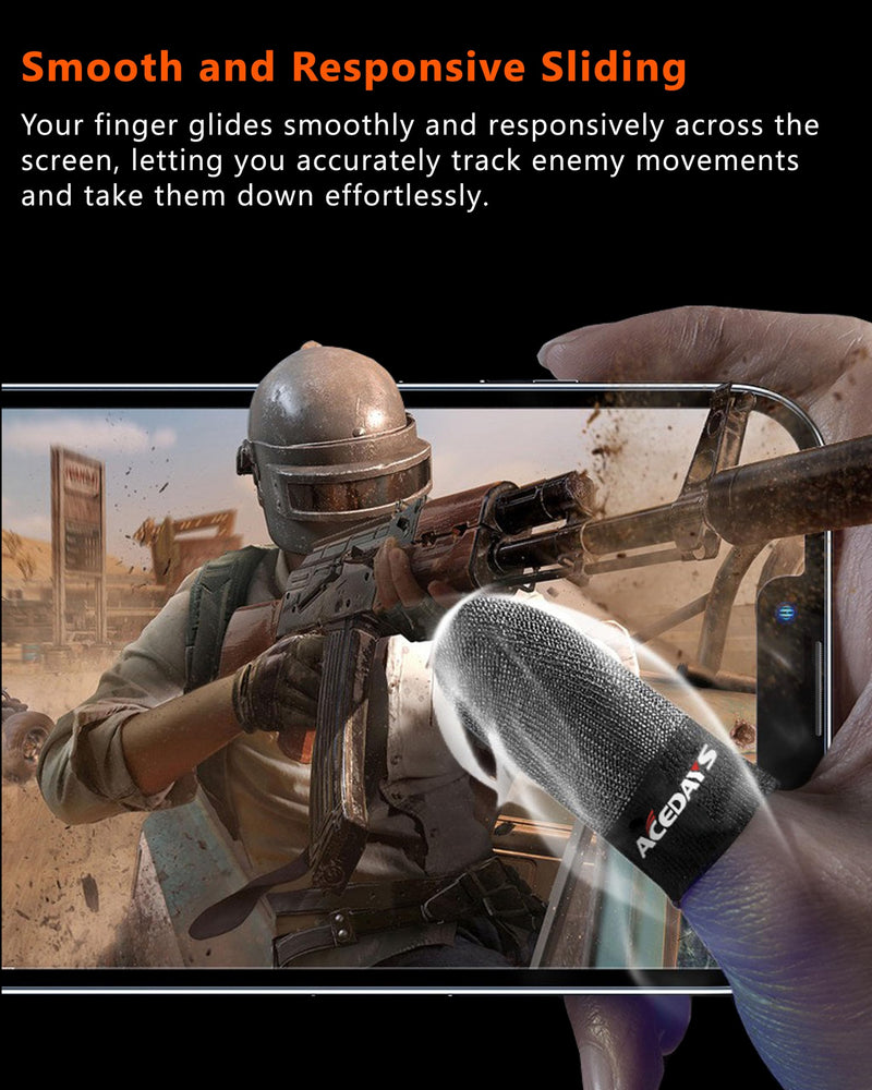 Gaming Finger Sleeves,100% Visible Silver Fibers,Just Right Pressure/Breathable/Sweatproof,Gaming Gloves for PUBG Mobile/Knives Out/Call of Duty Mobile（10pcs） M