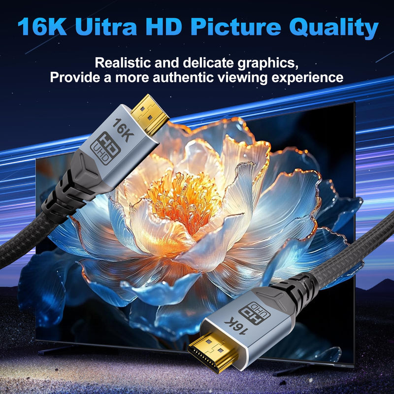 16K 10K 8K HDMI ARC/eARC Cable 2.2 for Soundbar 5FT/1.5M, 16K@60Hz 8K@240Hz 4K@480Hz High Speed HDMI Cord for Home Theater, 96Gbps, Dolby Atoms, DTS:X, for PS5, Laptop, Monitor, Roku TV
