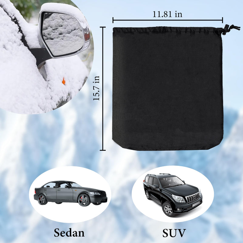 2Pcs Side Mirror Covers, Waterproof Car Side Mirror Protection for Snow, Ice, Bird Droppings - Universal Fit for Cars, SUVs, Winter Rearview Guard, Auto Exterior Accessories with Drawstrings 2 pcs black 30*40