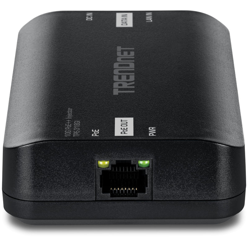 TRENDnet 10G PoE++ Injector, TPE-318GI, Converts a NonPoE Port to A PoE++ 10G Port, Supplies PoE (15.4W), PoE+ (30W), or PoE++ (90W)