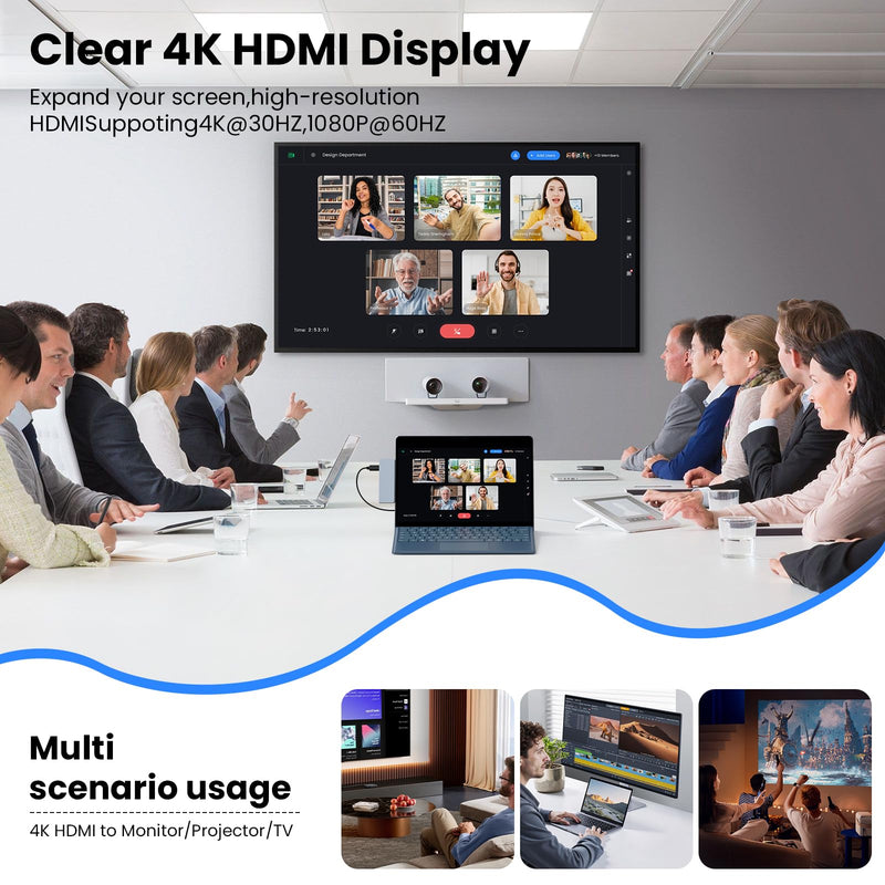 Surface Pro 11 USB Hub Docking Station 4K HDMI, USB-C Thunerbolt 4(8K Video+40Gbps+100W PD), 2 USB 3.0 Dock Hub for Surface pro 9/10/11 Pro 9 8 X