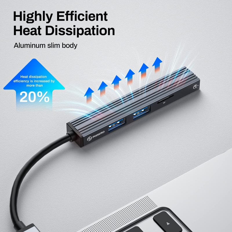 Mini USB Hub, 4-in-1 Multi-Port Adapter with High-Speed USB 3.0 Port, USB 2.0 Port and TF Card Reader, Ultra Slim Portable Data Hub Applicable for Laptop, PC, iMac Pro, MacBook Air, USB Splitter USB-A-3TF