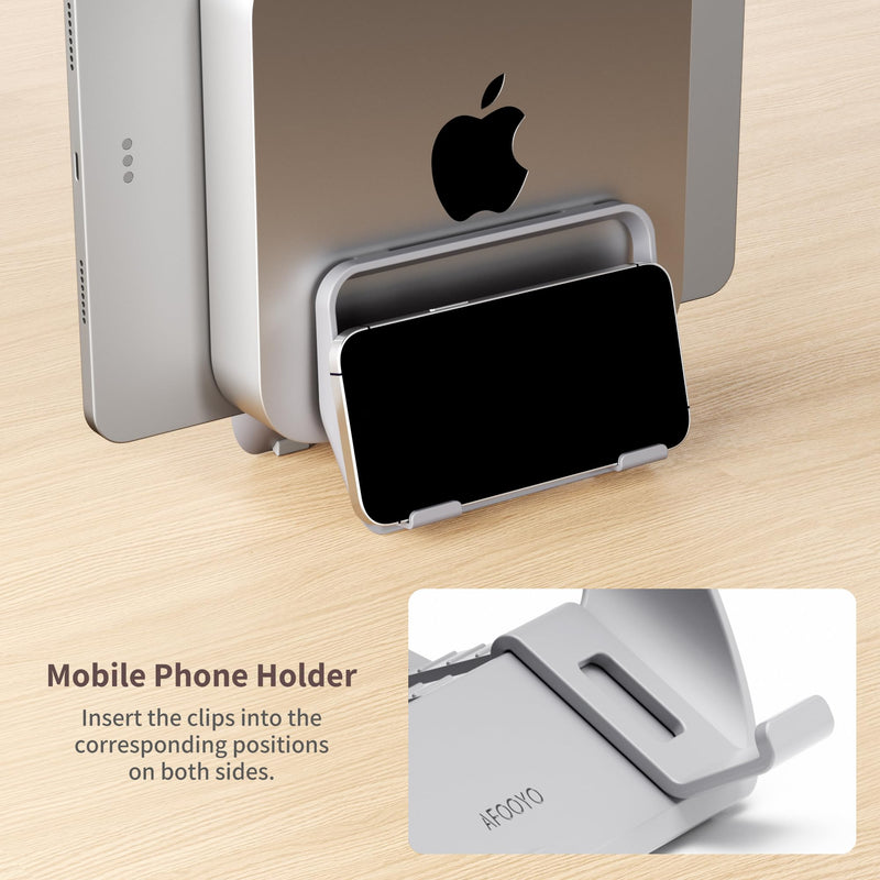 Mac Mini Stand, ABS Vertical Holder - Universal Fit for Mac Mini 2010-2024 M1 M2 M4 Pro, Compatible with Laptop & Mini PC (Gray) Gray