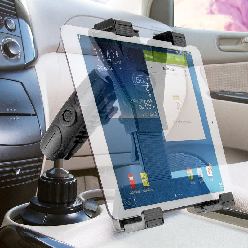 iBOLT TabDock Console - Heavy Duty Expandable and Adjustable Cup Holder Mount for All 7" - 10" Tablets (iPad, Nexus, Samsung Tab). Great for Work, Personal, and Business Vehicles