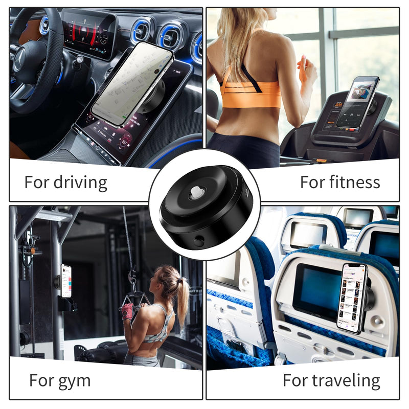 Electric Vacuum Magnetic Suction Car Phone Mount, Strong suction for Car Kitchen Mirro Gym Bath Shower & All Smooth Surface, Portable&Easy to use, Compatible with iPhone & Android (Black) Black