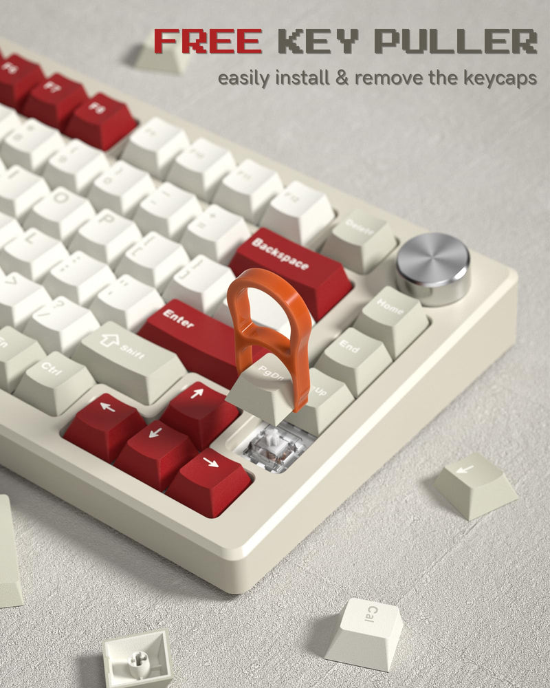 Womier Keycaps, Custom PBT Doubleshot Keycaps 60 65 75 100 Percent, Cherry Profile Retro Keycaps, 61/64/68/84/87/100/104/108 Gaming Mechanical Keyboard Keycaps, 132 Keys Keycaps Set (Vintage Grey) Vintage Grey