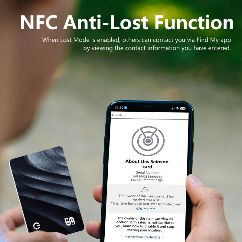 Wallet Tracker Wireless Recharging IP68 Thin Item Finder Card Luggage Located Bluetooth Works with Apple Find My APP & Network (iOS Only) Black Elite Slim