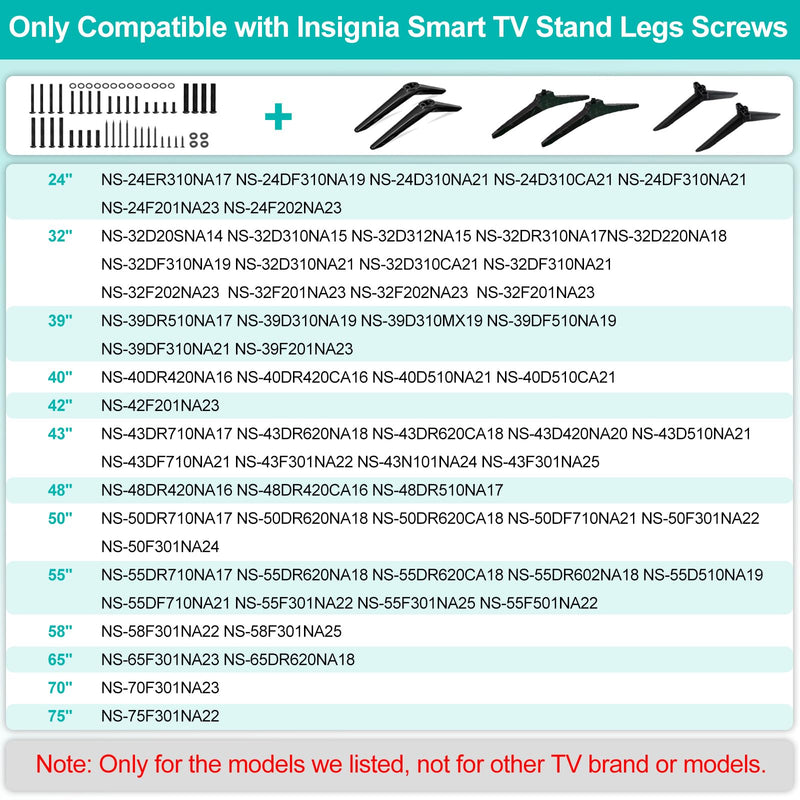 Yaotieci TV Stand Legs Screws Kit for Insignia TV Legs, for Insignia 24" 32" 39" 40" 42" 43" 48" 50" 55" 58" 65" 70" 75" TV Mount Screws Kit with Washers (Note:Not for Wall Mount)