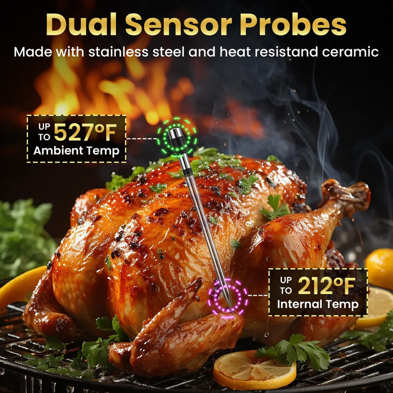 800FT Wireless Meat Thermometer,Digital Cooking Thermometer with 1 Probes-Wireless Rechargeable, Alarm Function,Instant Read Food Thermometer with iOS & Android App,for Grilling Smoking Oven BBQ Single Probe #2