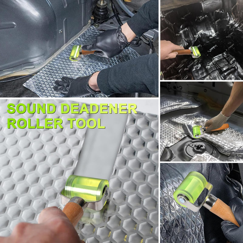 Ouzorp Automotive Car Sound Deadening Roller，Bearings Equipped No Nut Loosening Sound Deadening Mat Wallpaper Application PU Rubber Wheel Roller Tool Seam Roller