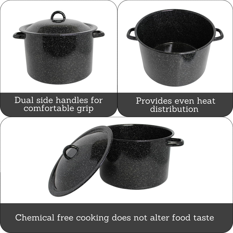 MIRRO 7.75qt Enamel Stock Pot, Black 7.8 Quarts