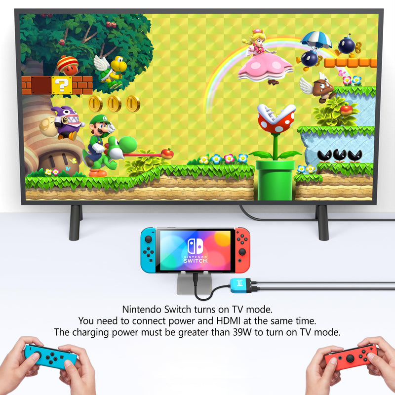 Switch Dock for Nintendo Switch/OLED Switch,3-in-1 Portable TV Dock with 4K HDMI USB 3.0 Port USB C PD 100W Charging,Travel Docking Station Replacement for Switch Blue