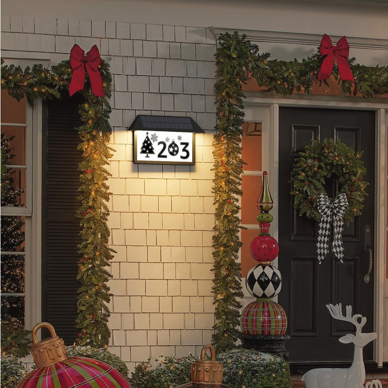 ASOMST Solar Address Sign, Lighted House Numbers Waterproof, 3-Color Lighting Modes LED Illuminated Address Plaque, Wall Mount Address Number for Home 1