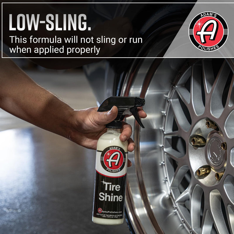 Adam's Polishes Tire Shine 16oz - Easy to Use Spray Tire Dressing W/ SiO2 for Glossy Wet Tire Look w/No Sling | Works on Rubber, Vinyl & Plastic | USA Made 16 fl. oz