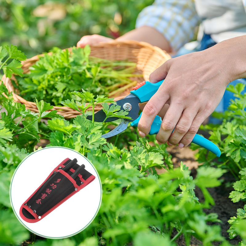 6-Pack Garden Pruner Sheath, Portable Non-Slip Canvas Pruning Shears Sheath Plier Holder W Belt, Garden Scissors Case for Hand Pruner/Garden Shears/Clippers [Red-Black] 6