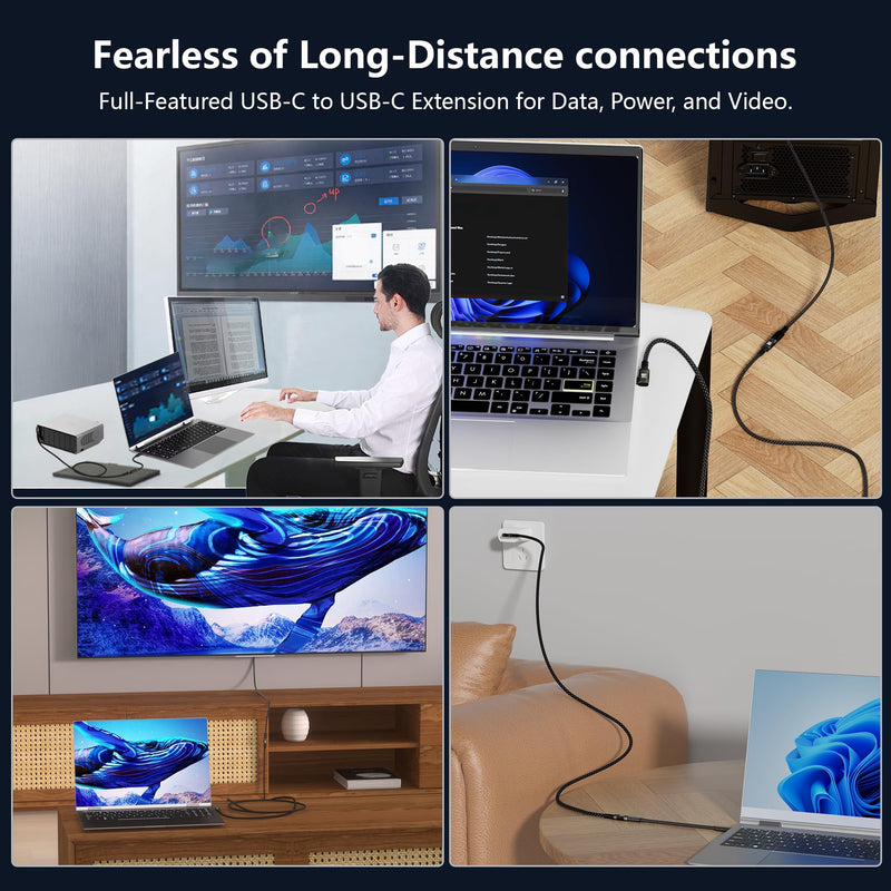 usbc extension cable right angle short 2FT Compatible with Thunderbolt 5/4/3 extender 80Gbps Data Transfer,usbc female to male Cable,8K@120Hz/16K@60Hz Display,90° USB Type C 240W PD3.1 Fast Charging. 2FT/0.6M