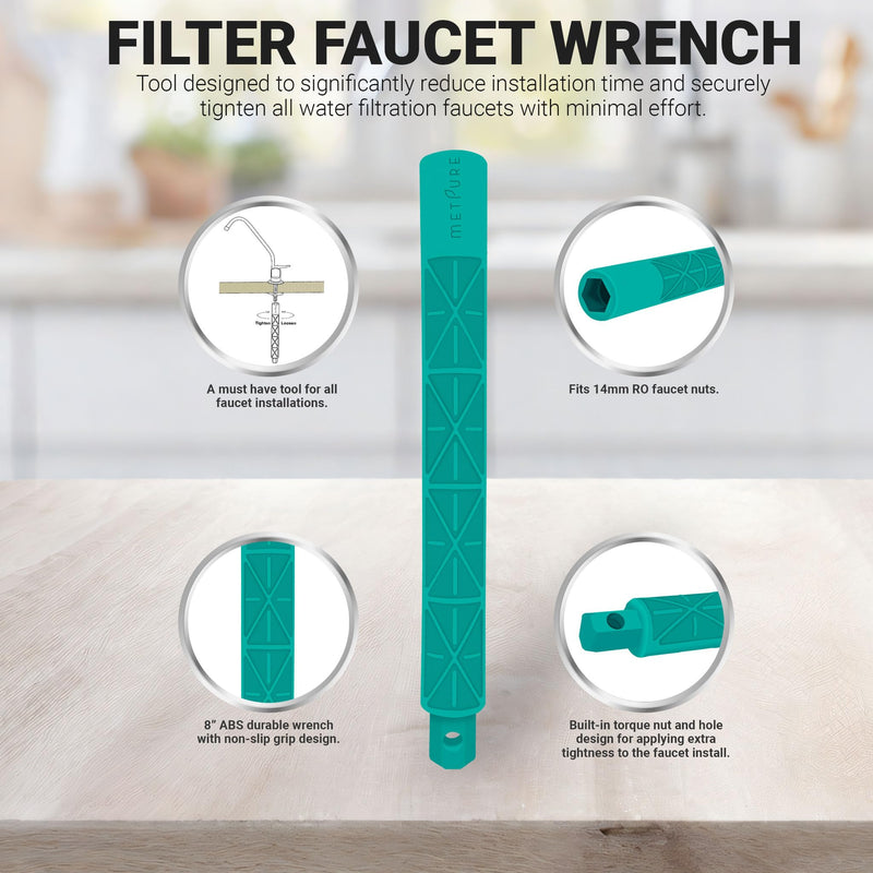 Metpure Non-airgap NSF Certified RO Faucet Reverse Osmosis Drinking Water Filtration System Water Dispenser Spout (Satin Nickel). Euro Style with Faucet Wrench. Satin Nickel