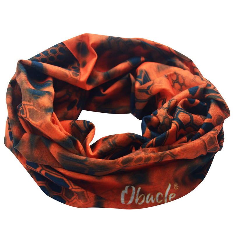 Obacle Seamless Face Mask Rave Bandana Men Women for Dust Sun Wind Protection Python Skin Gray Orange