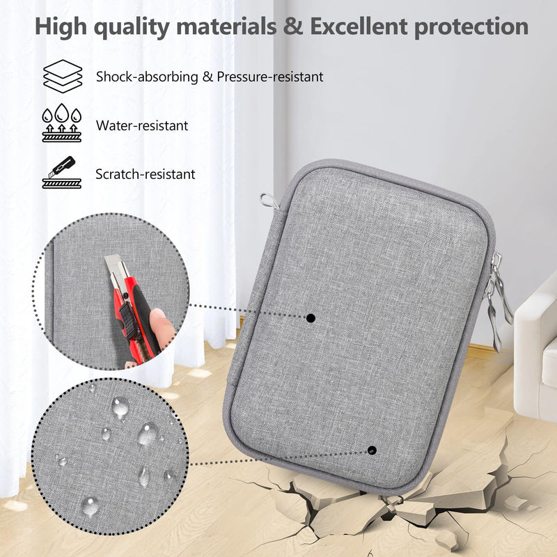Hard Case for iDPRT/PRT/HPRT Portable Sticker Maker Machine Sticker Printer, Mini Thermal Printer Bluetooth Portable Storage Case with Mesh Pocket for Roll Paper, Grey