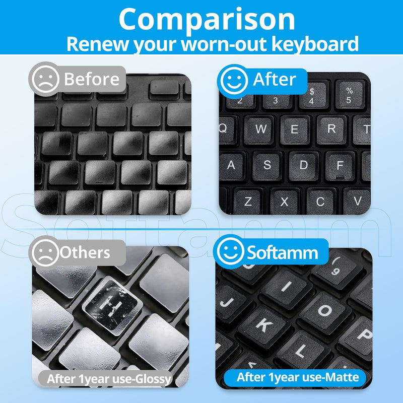 English Keyboard Stickers[5 in 1],Replacement English Keyboard Sticker with White Font on Black Background Universal for Laptop Desktop Computer,Matte English Keyboard Alphabet Sticker English White Letter/Black Background