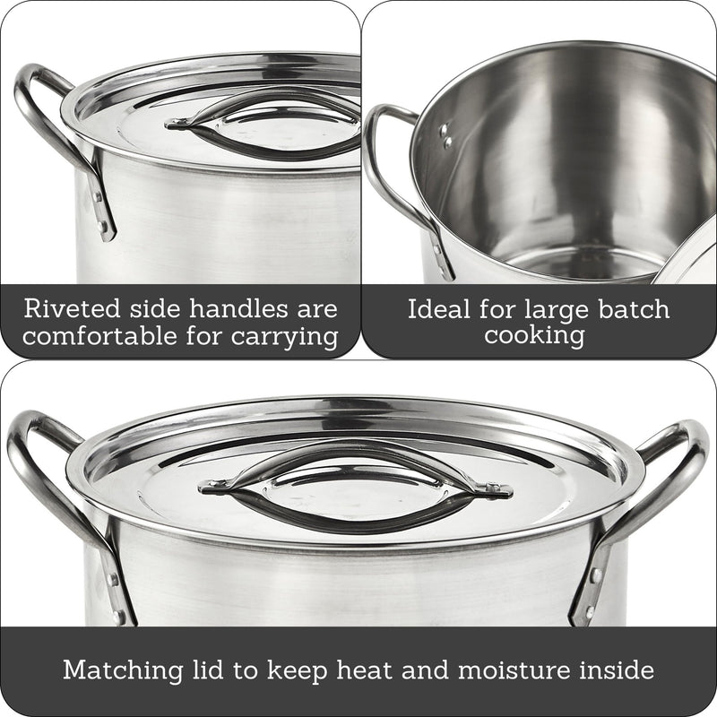 IMUSA USA Stainless Steel Stock Pot with Lid 12-Quart, Silver 12 Quarts