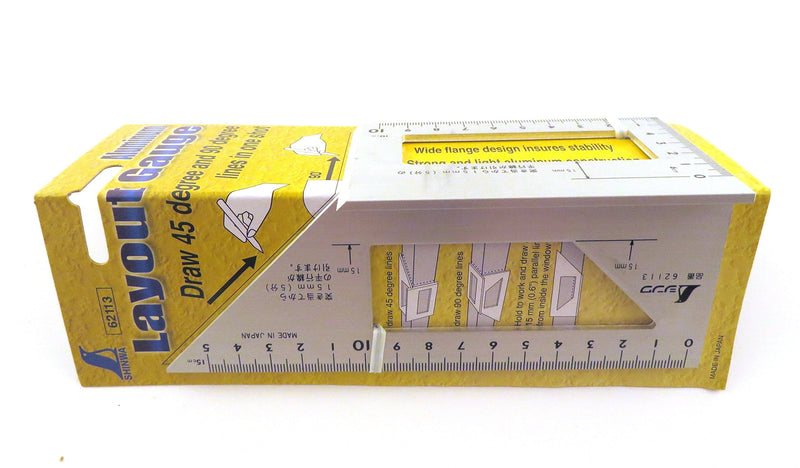 Shinwa Japanese Aluminum Saddle Layout Square w/ 45 degree and 90 degree Sides