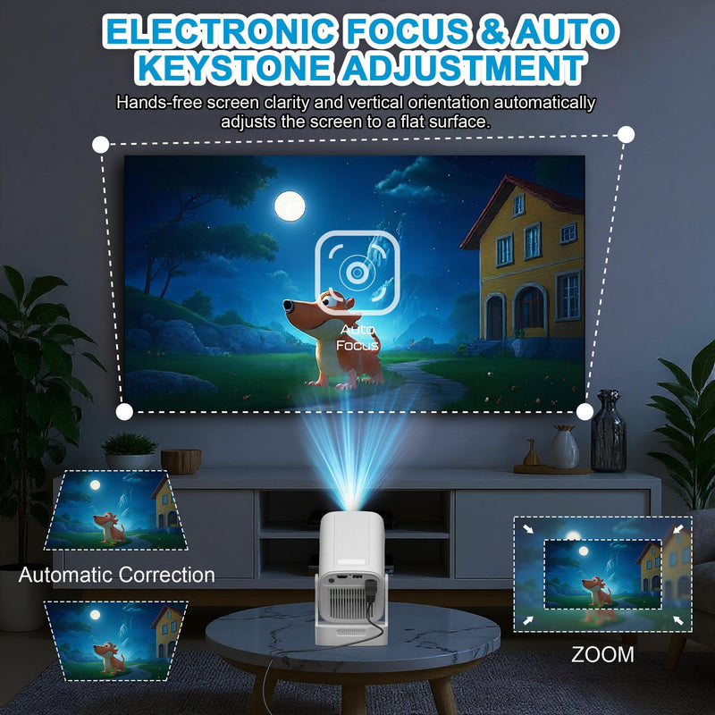 Update Mini Projector With WIFI 6 and Bluetooth 5.4, Portable Projector 210° Rotatable Support with Full HD 4K, Auto Focus & Keystone, 40“-130” Screen Movie Projector for Laptop/PC/Smartphone HY260pro