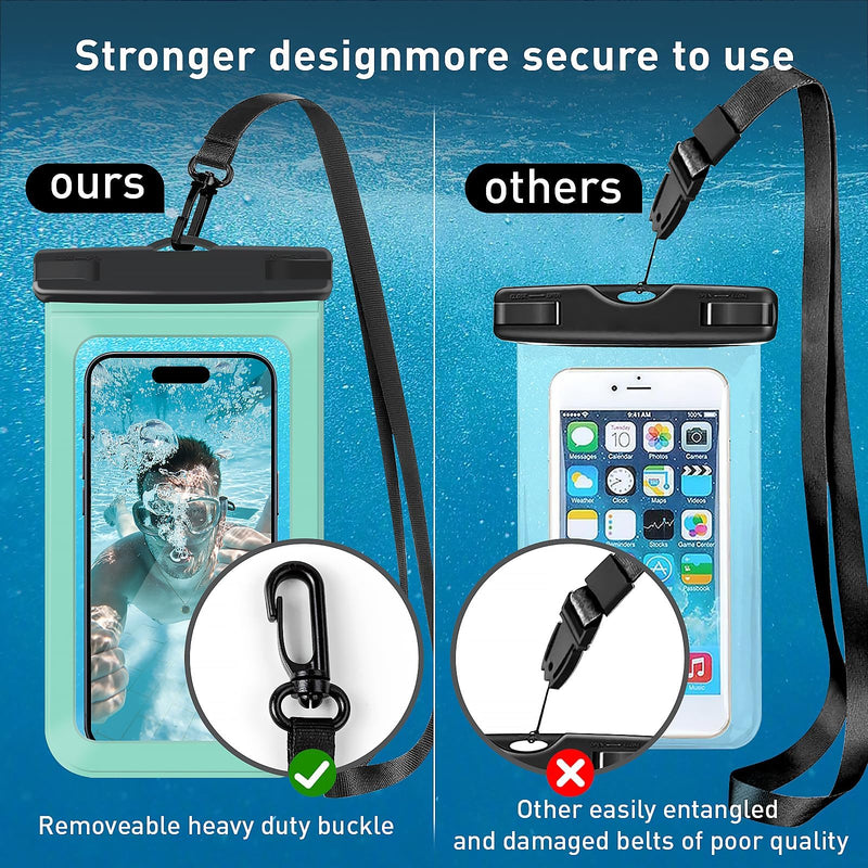 Waterproof Phone Pouch，Universal Case Compatible for iPhone 15 14 13 Pro Max XS Plus Samsung Galaxy S22 Cellphone Up to 8.3", IPX8 Under Water Beach Accessories Beach Bag, 1 Pack - Green A4-Green-1 pack