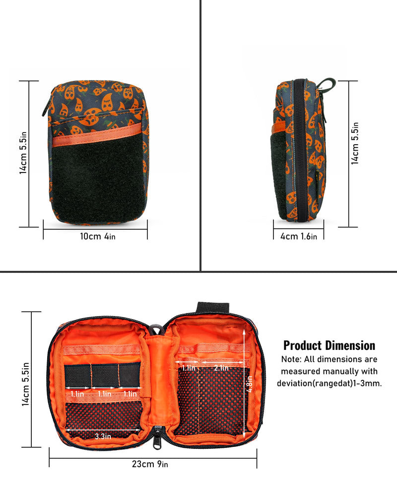 VIPERADE VE26 EDC Pouch Organizer with 11 Compartments, Small Tool Pouch with DIY Patches Area, EDC Pocket Organizer for Mutitools Spicy Pattern