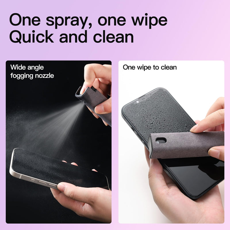 Screen Cleaner Kit 4 Pcs, Two in One Screen Cleaner Spray and Wipe, Touchscreen Mist Cleaner Spray Bottle for Phone/Laptop/Tablet/TV/Monitor/Car Screens 4 Pcs(Grey+Pink+Blue+Purple)