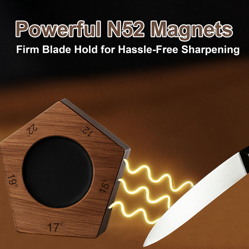 SKILO Rolling Knife Sharpener Made of Black American Walnut - Tumbler Knife Sharpener Knife Sharpening With Diamonds & Ceramic for Steel of Any Hardness With Magnetic Angle