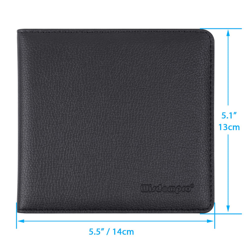 Wisdompro Small Car Registration and Insurance Documents Holder - Premium PU Leather Vehicle Glove Box Paperwork Wallet Case Organizer for ID, Driver's License, Key Contact Information Cards Black