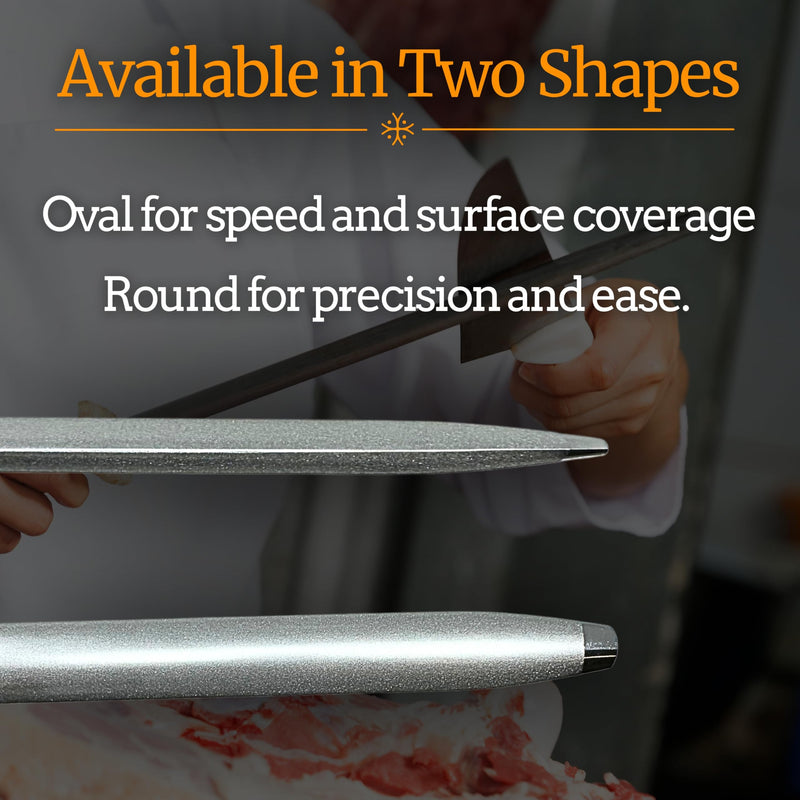 Cutlery Mania 12-Inch Diamond Solid Steel Sharpening Rod | For Professional, Kitchen, Home and Hunting Use (Oval) Oval