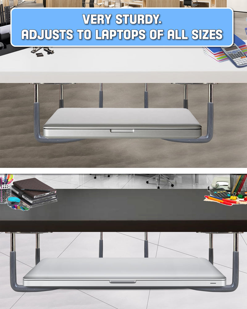TidyFriend Rubberized Under Desk Laptop Mount - 3 Racks in 1 Sets, Laptop Under Desk Mount, Organizer Rack with Screws 1 Pack