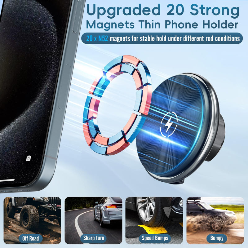 Kaishengyuan Wireless Charger Magnetic Vent Phone Mount Compatible with 2021-2025 Ford F-150, 2023-2025 Super Duty F250/F350/F450, Metal Phone Holder Cradles Bracket Stand for All Smartphone Charging-Magnetic