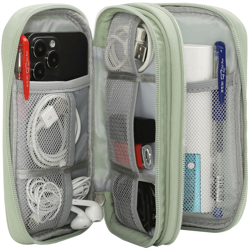 Cord Organizer Travrel Bag, Electronic Organizer Travel Case, Water Resistant Cable Organizer Pouch for Cable, Cord, USB, Charger, Phone, Power Bank, Earphone (Mint Green, Medium) Mint Green