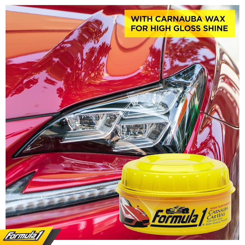 Formula 1 Carnauba High-Gloss Shine Car Wax Paste – Carnauba Wax Car Polish for Car Detailing to Shine & Protect – Car Scratch Remover w/Micro Polishing Agents – Car Cleaning Supplies (8 oz) 8 Fl Oz (Pack of 1)